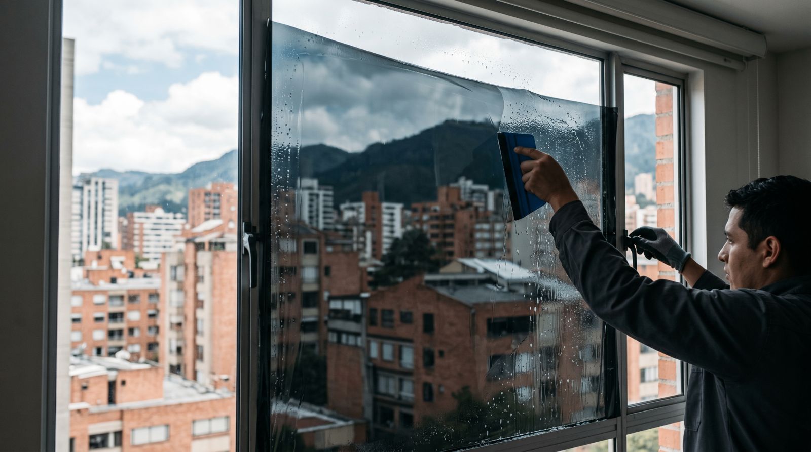 Instalación profesional de película arquitectónica